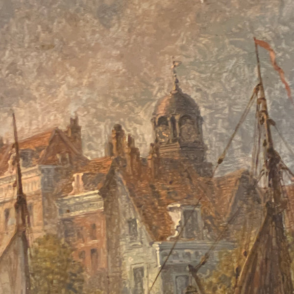 Ölgemälde Abendstimmung im Hafen von Rotterdam von Henry Dawson