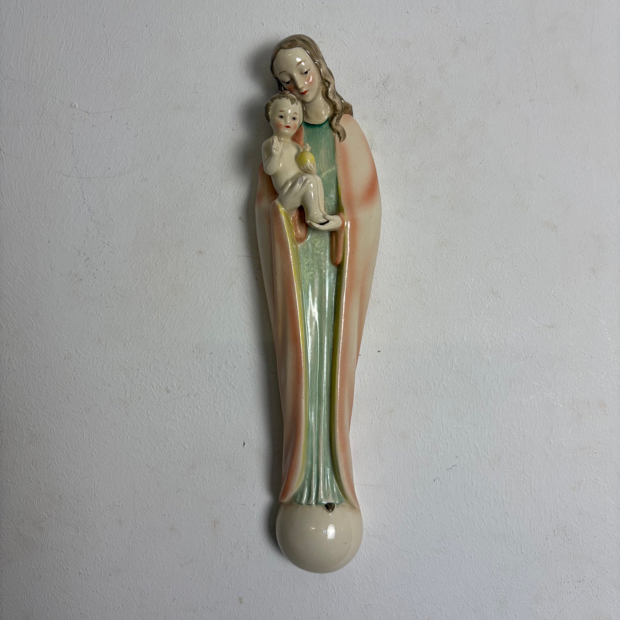 Vintage Wandkeramik Madonna mit Kind von Hummel