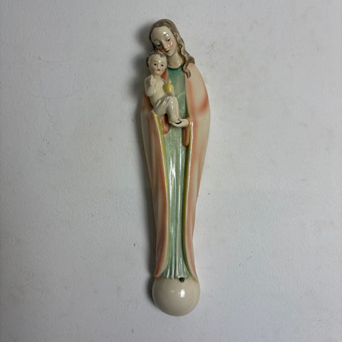 Vintage Wandkeramik Madonna mit Kind von Hummel