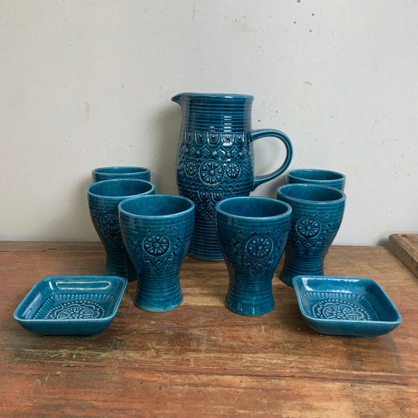 Vintage Keramik Karaffe mit Bechern
