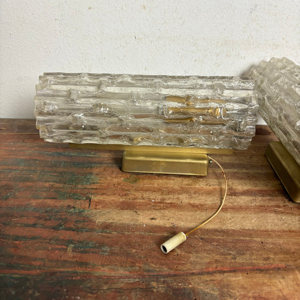 2 Vintage Design Ice Glas Wandlampen von Carl Fagerlund für Lyfa Orrefors