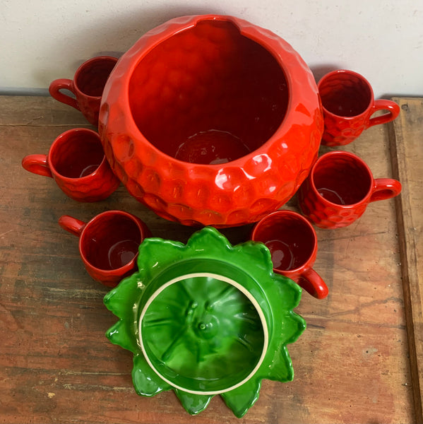 Vintage Keramik Bowle Service Erdbeere