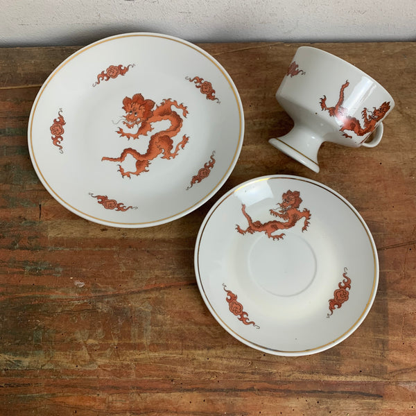 Vintage Sammeltasse Roter Ming Drache Lichte Porzellan