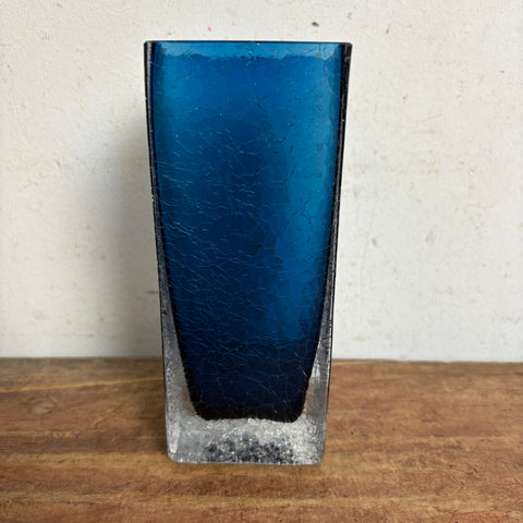 Vintage Craquele Glas Block Vase