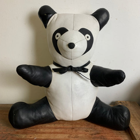 Vintage Panda Bär aus Leder