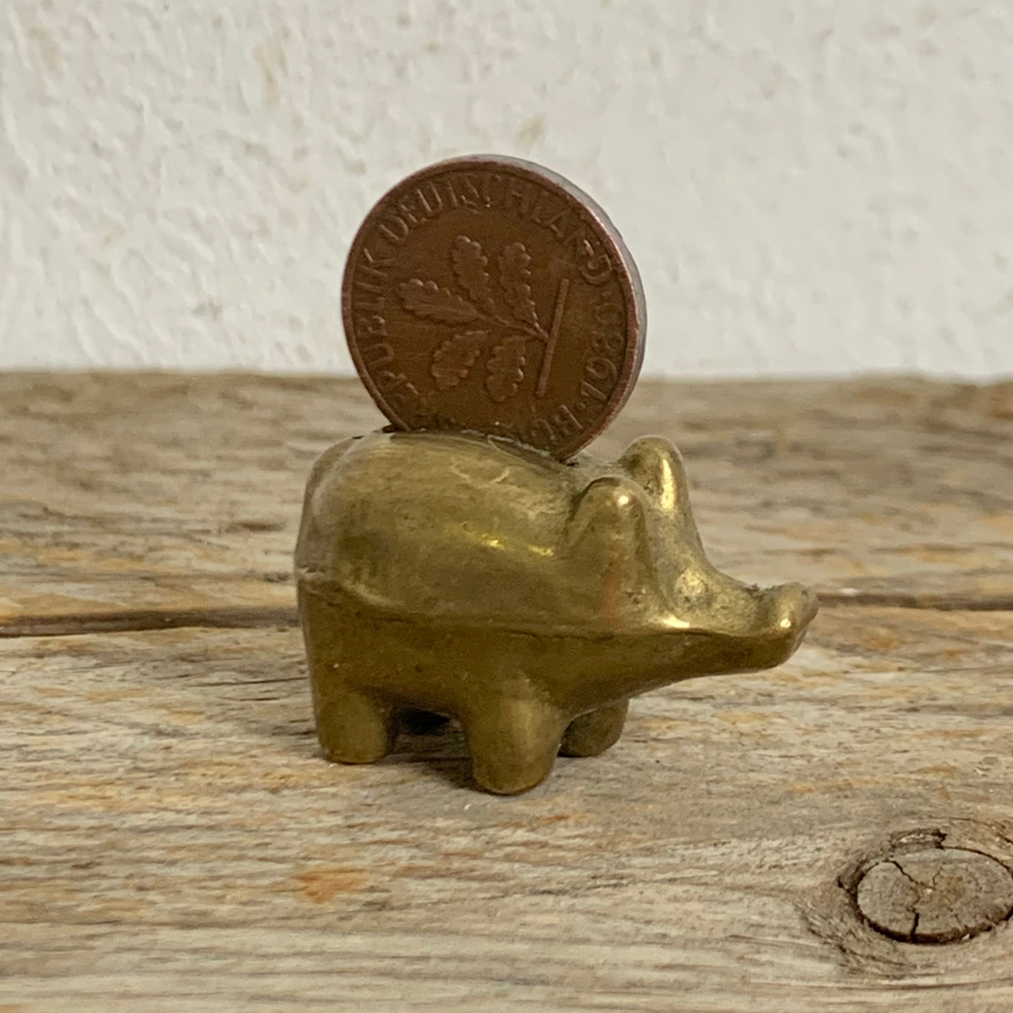 Happy New Year Glücksschwein mit 1 Pfennig