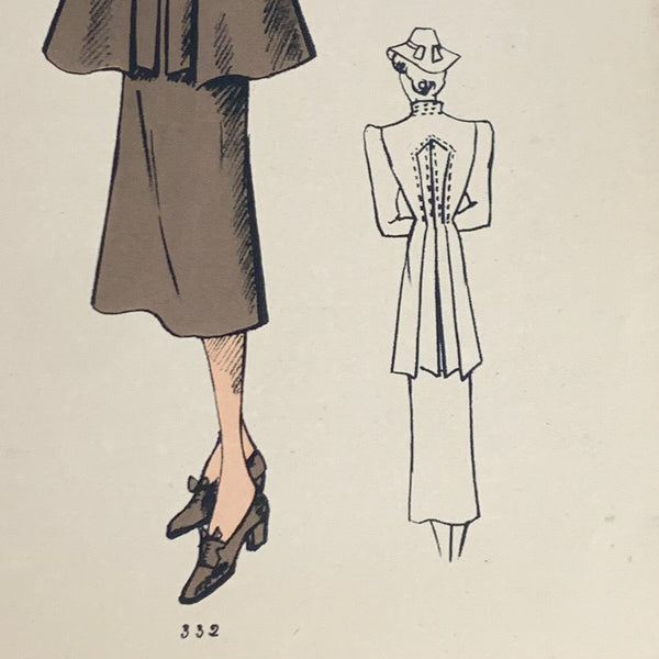 1930's French Art Deco Fashion Illustration Inspirations D'Avant Saison Blatt 332