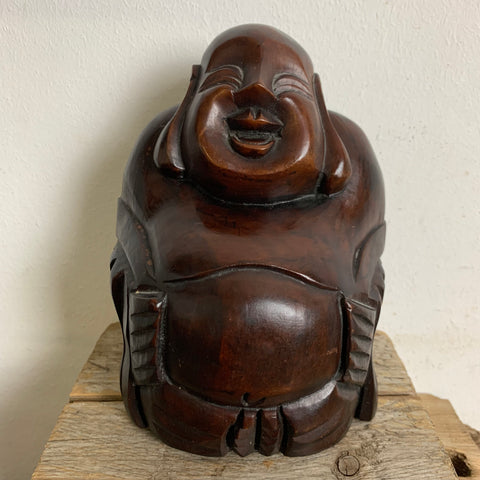 Mid Century Happy Buddha Figur aus Holz