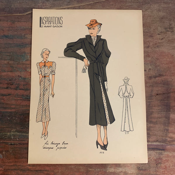 1930's French Art Deco Fashion Illustration Inspirations D'Avant Saison Blatt 323