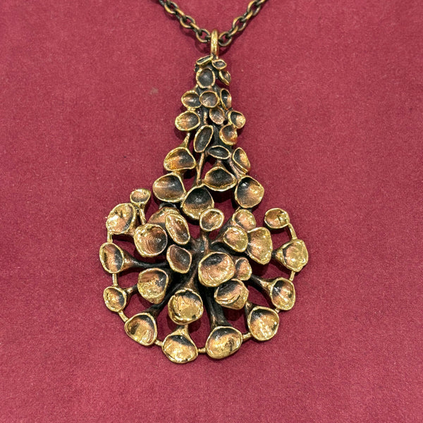 Vintage finnische brutalistische Design Bronze Halskette Reindeer Moss von Hannu Ikonen für Valo Koru