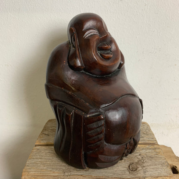 Mid Century Happy Buddha Figur aus Holz