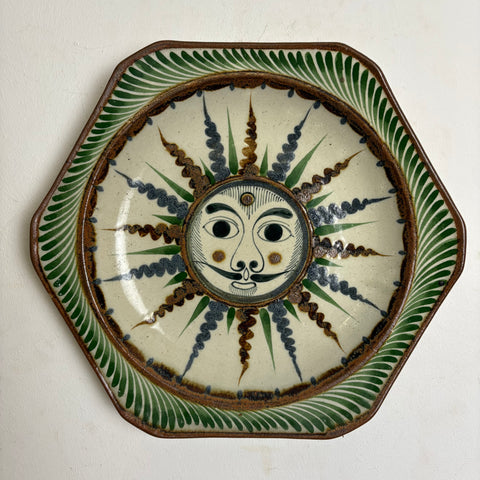 Vintage mexikanische Keramik Wandteller Sonne Mond von Jorge Wilmot Tonala