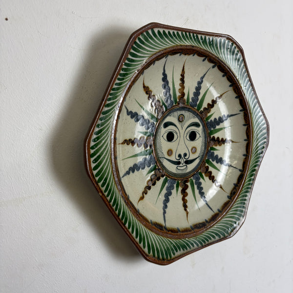 Vintage mexikanische Keramik Wandteller Sonne Mond von Jorge Wilmot Tonala