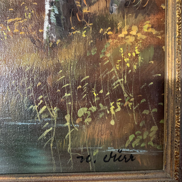Ölgemälde Birken am Bach von Mürr