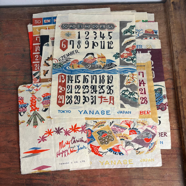 Kalender von 1964 mit 12 Katazome Drucken von Keisuke Serizawa