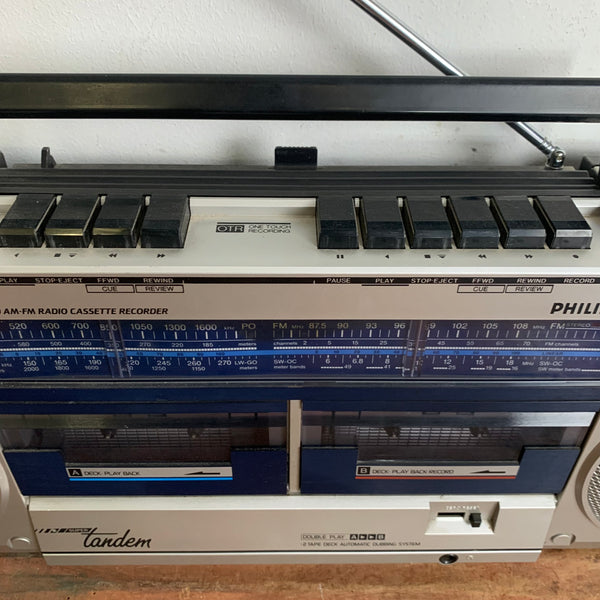 Vintage Radio Cassette Recorder Super Tandem D8334 von Philips