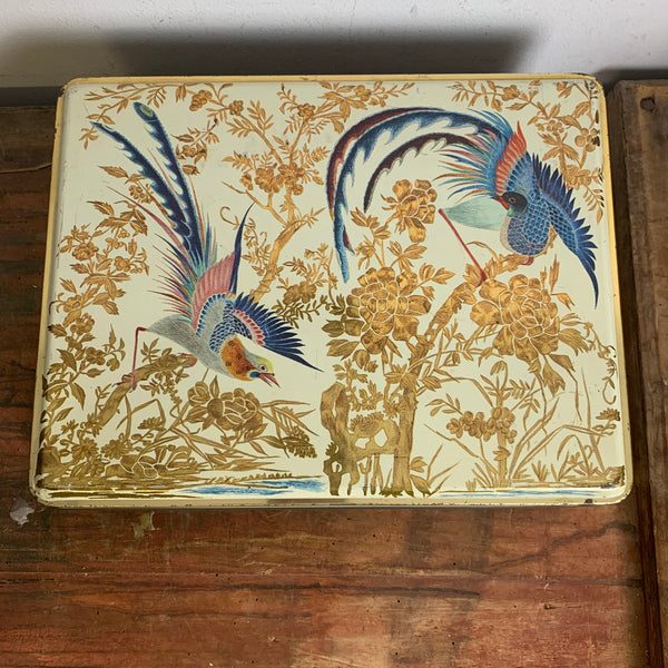 Vintage Keks Blechdose mit Paradiesvögeln