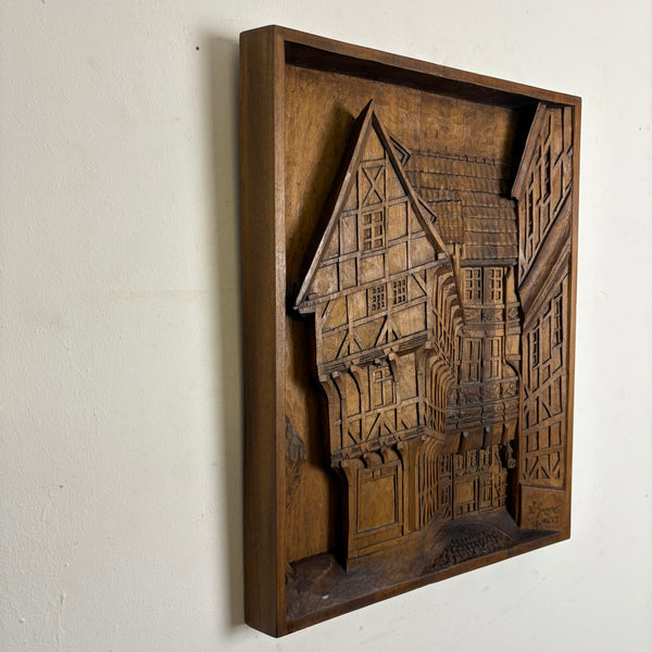 Geschnitztes Holz Relief Bild Ungestülpter Zuckerhut Hildesheim