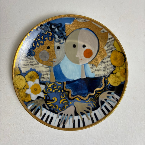 Vintage Porzellan Wandteller Sonatine zu vier Händen von Rosina Wachtmeister für Hutschenreuther