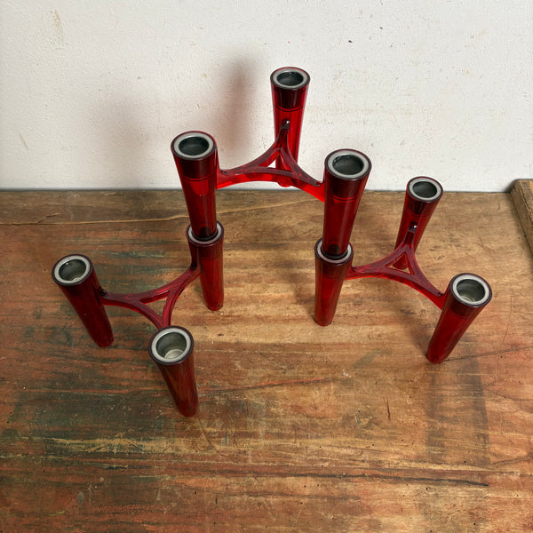 3 modulare Kerzenständer Hommage von Koziol in rot