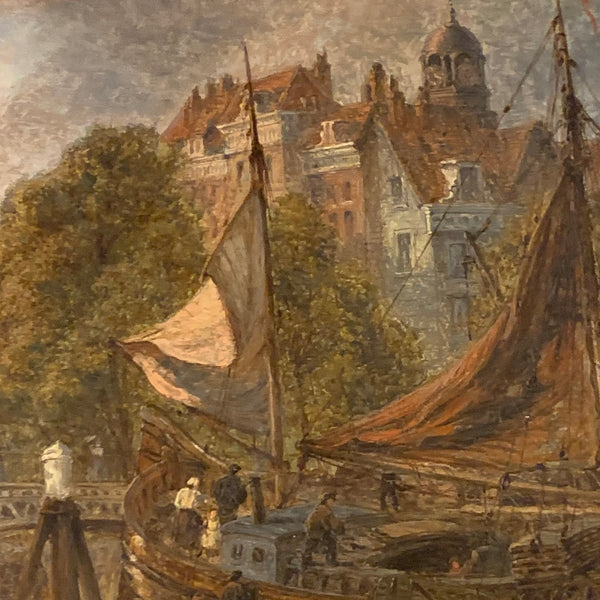 Ölgemälde Abendstimmung im Hafen von Rotterdam von Henry Dawson