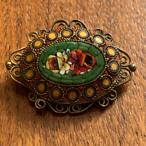 Vintage Mikromosaik Brosche Millefiori aus Italien