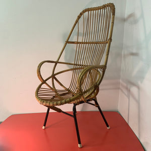 Vintage Mid Century Rattan Stuhl von Gebroeders Jonkers für Noordwolde