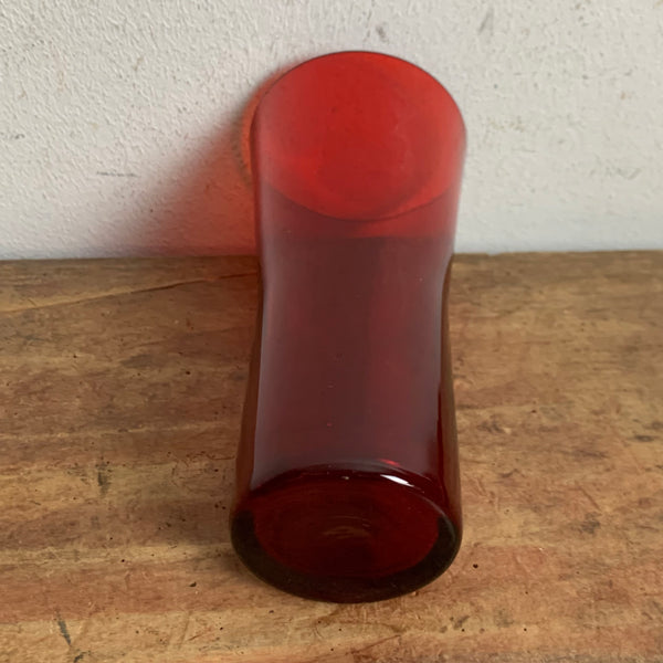 Vintage Design Glas Vase von Klaus Breit für Wiesenthalhütte rot