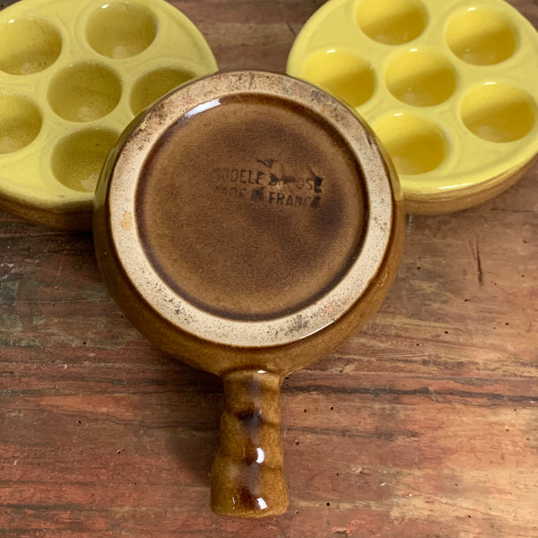 Vintage 4er Set Keramik Schneckenpfännchen von Depose France
