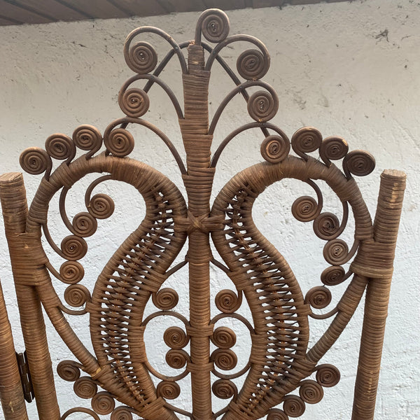 Vintage Rattan Peacock Raumteiler Paravent Emanuelle