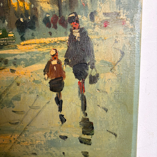 Ölgemälde Straßenszene in einer Stadt