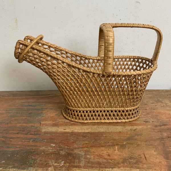 Vintage französischer Flaschenhalter aus Rattan