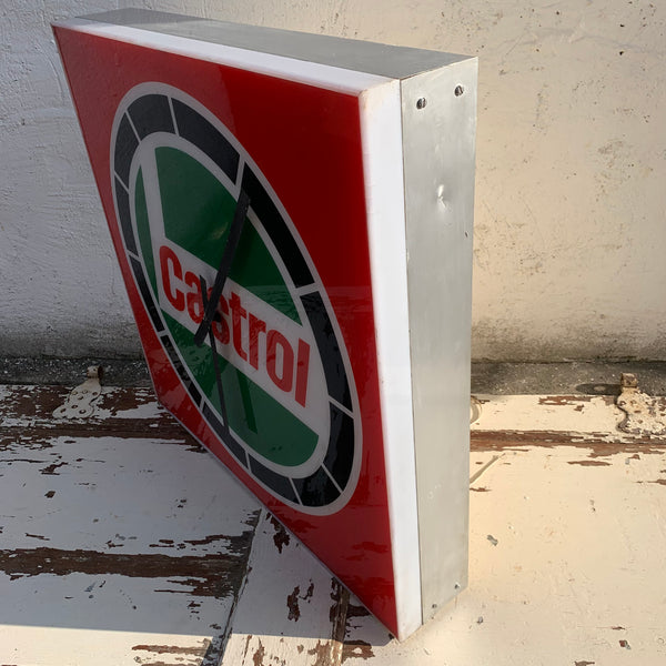 Vintage Werkstatt Uhr Lampe von Castrol