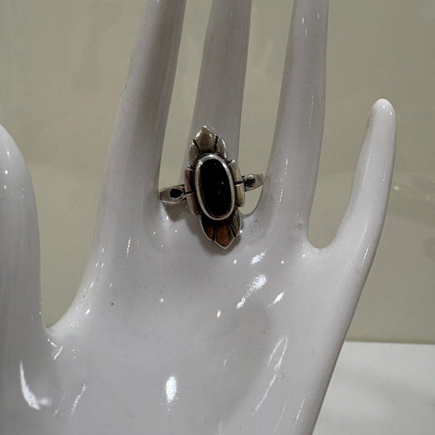 Art Deco Sterling Silber Ring mit Onix