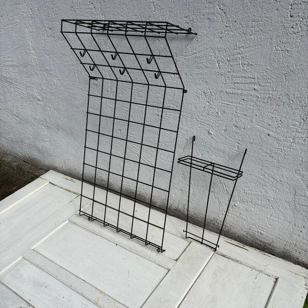 Vintage Draht Gitter Garderobe von Karl Fichtel für Drahtwerke Erlau schwarz
