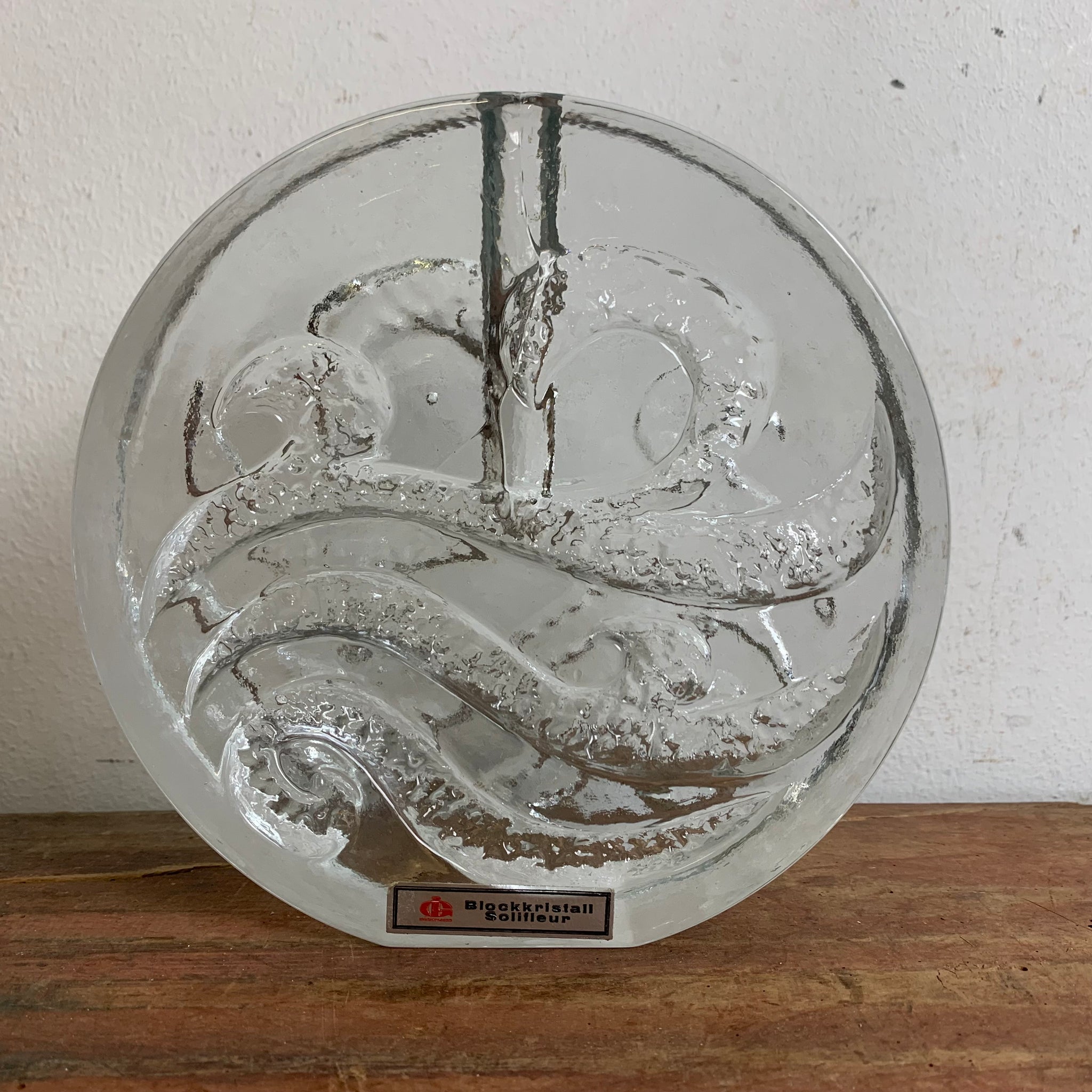 Vintage Blockkristal Solifleur Vase von Ingrid Glas