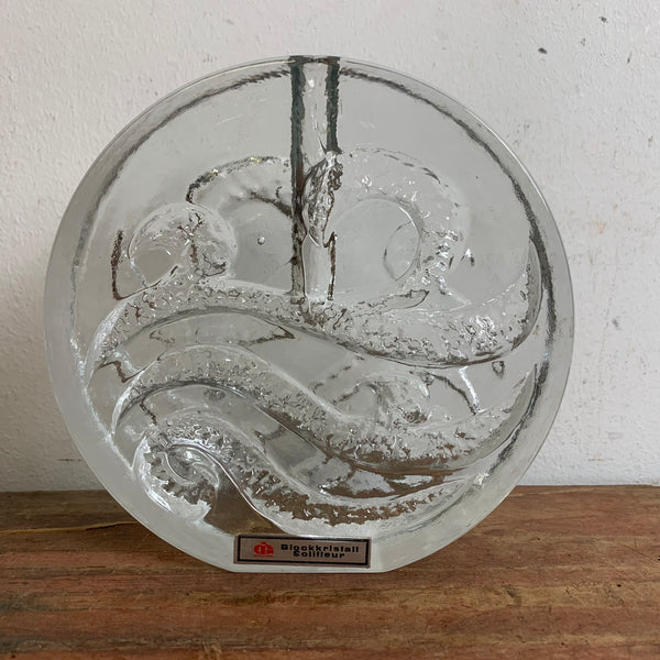 Vintage Blockkristal Solifleur Vase von Ingrid Glas
