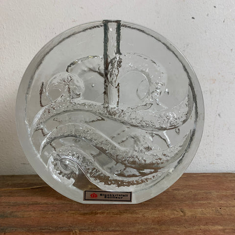 Vintage Blockkristal Solifleur Vase von Ingrid Glas