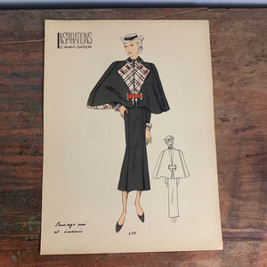 1930's French Art Deco Fashion Illustration Inspirations D'Avant Saison Blatt 327