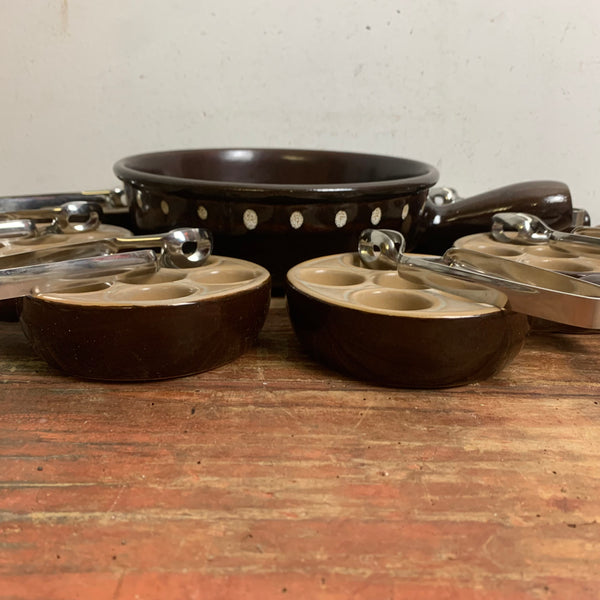 Vintage 6er Set Keramik Schneckenpfännchen von Emile Henry France
