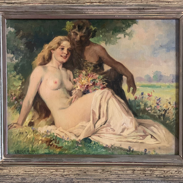 Ölgemälde Satyr und Nymphe von Richard Geiger