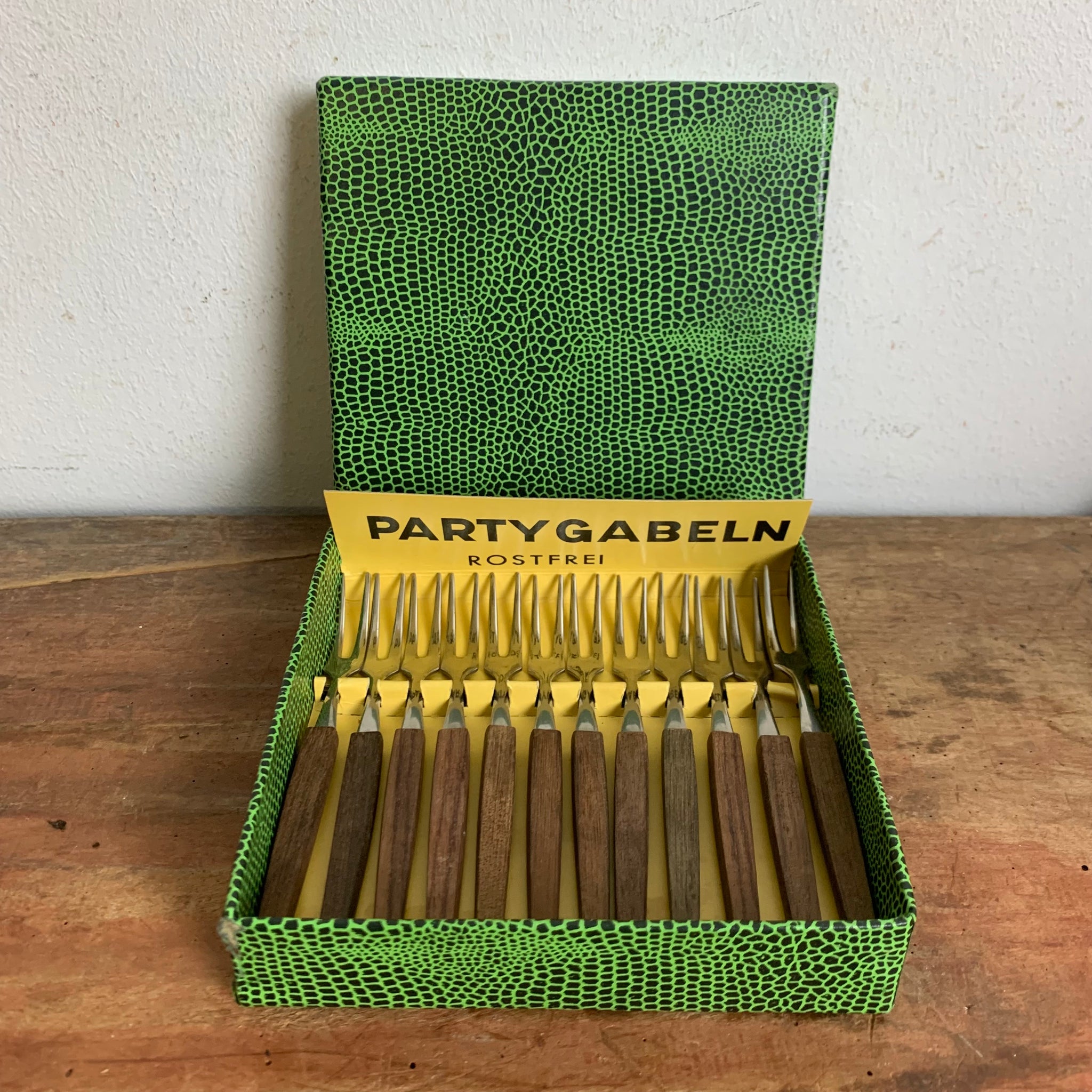 Vintage Mid Century Party Gabeln aus Teakholz