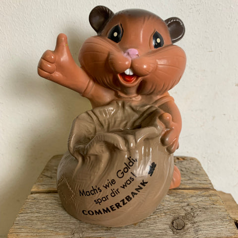 Vintage Spardose Hamster Goldi Commerzbank