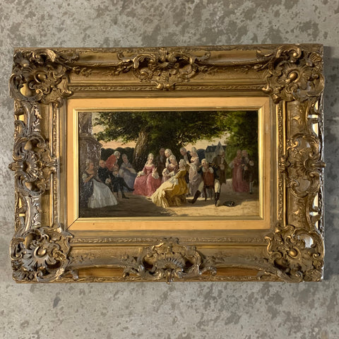 Ölgemälde Gesellschaft im Schlosspark von Clément Quinten