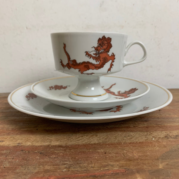 Vintage Sammeltasse Roter Ming Drache Lichte Porzellan