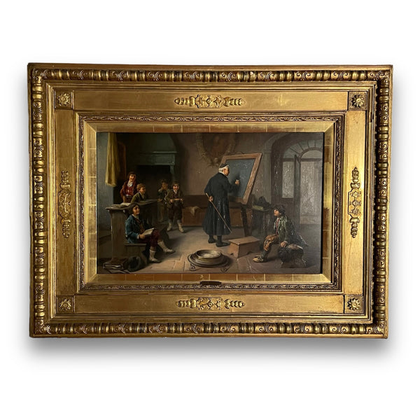 Ölgemälde Die ungehorsamen Schulbuben von Rudolf Jelinek
