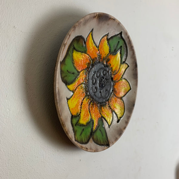 Vintage Keramik Wandteller von Ruscha Sonnenblume 717/1,5