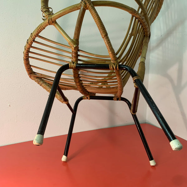 Vintage Mid Century Rattan Stuhl von Gebroeders Jonkers für Noordwolde