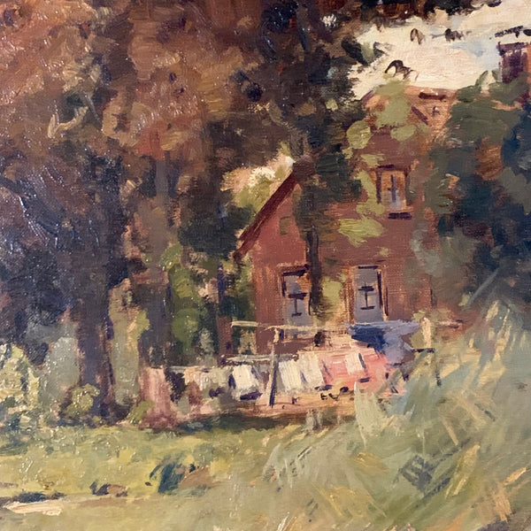 Ölgemälde Sommerwolken über Landhaus am See von Pieter de Regt