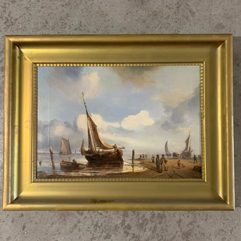Ölgemälde Reges Treiben am Strand von Wilhelm Krause
